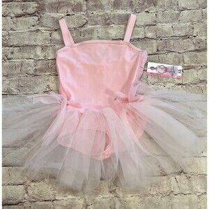 NWT Princess Aurora Body Wrappers Pink Attached Tutu Camisole Leotard Sz. 12-14